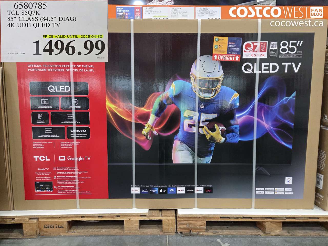 6580785 TCL 85QK 85 CLASS (84.5 DIAG) 4K UHD OLED TV (EXPIRES ON 2026-04-30) $1496.99