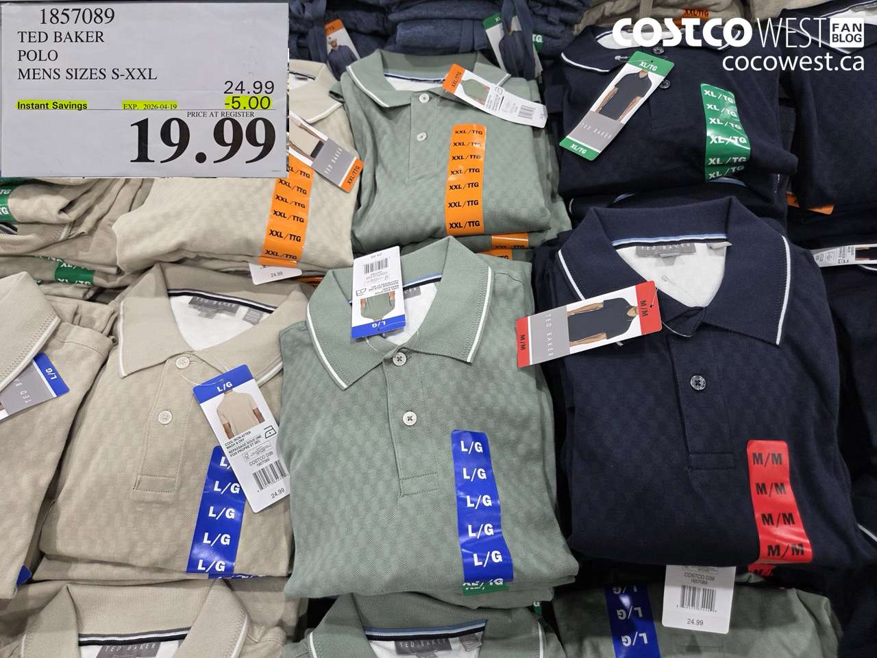 1857089 TED BAKER POLO MENS SIZES S-XXL ($5.00 INSTANT SAVINGS EXPIRES ON 2026-04-19) $19.99