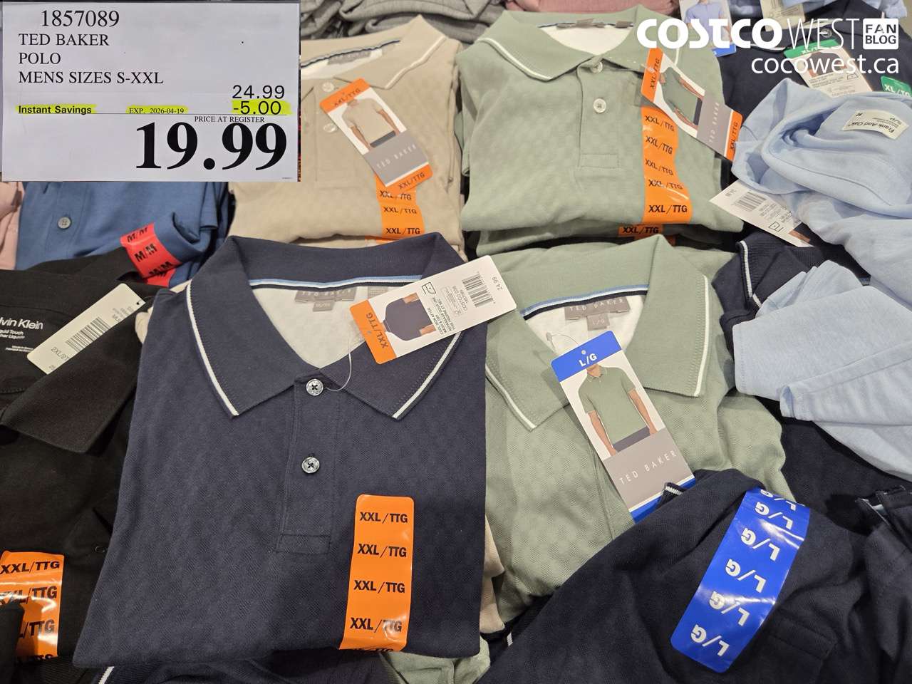 1857089 TED BAKER POLO MENS SIZES S-XXL ($5.00 INSTANT SAVINGS EXPIRES ON 2026-04-19) $19.99