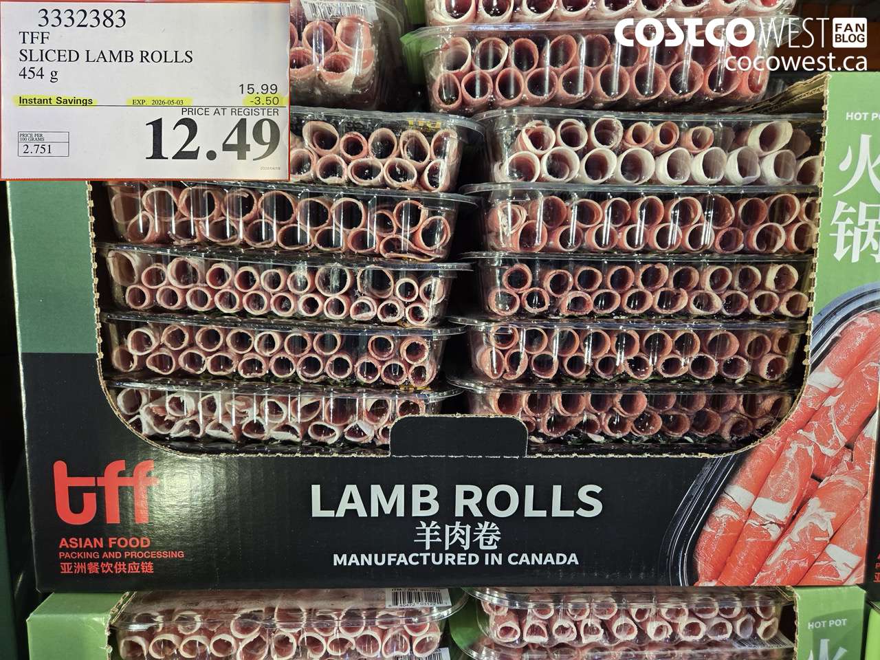 3332383 TFF SLICED LAMB ROLLS 454G ($3.50 INSTANT SAVINGS EXPIRES ON 2026-05-03) $12.49