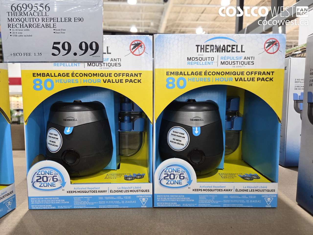 6699556 THERMACELL MOSQUITO REPELLER E90 RECHARGEABLE $59.99