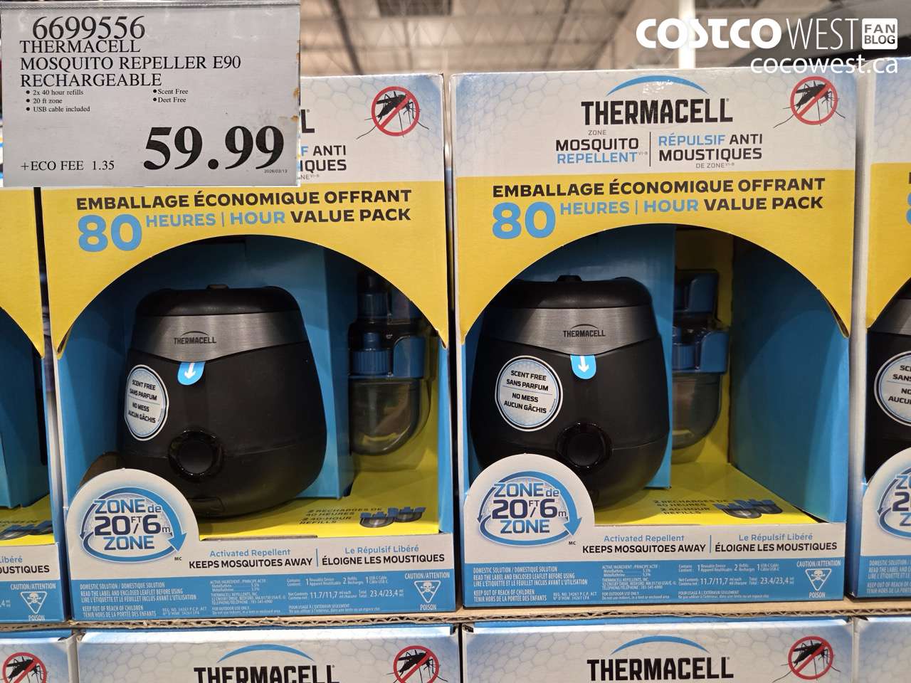 6699556 THERMACELL MOSQUITO REPELLER E90 RECHARGEABLE $59.99