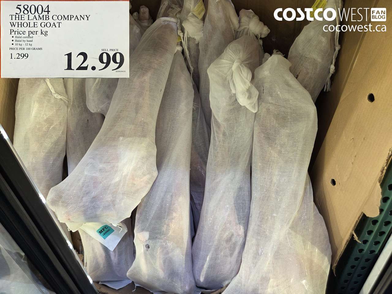 58004 THE LAMB COMPANY WHOLE GOAT PRICE PER KG $12.99