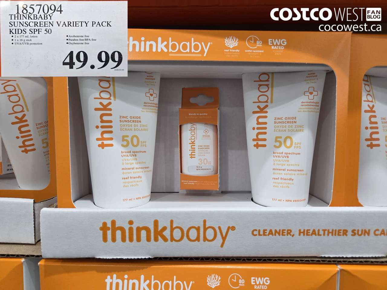 1857094 THINKBABY SUNSCREEN VARIETY PACK KIDS SPF 50 $49.99