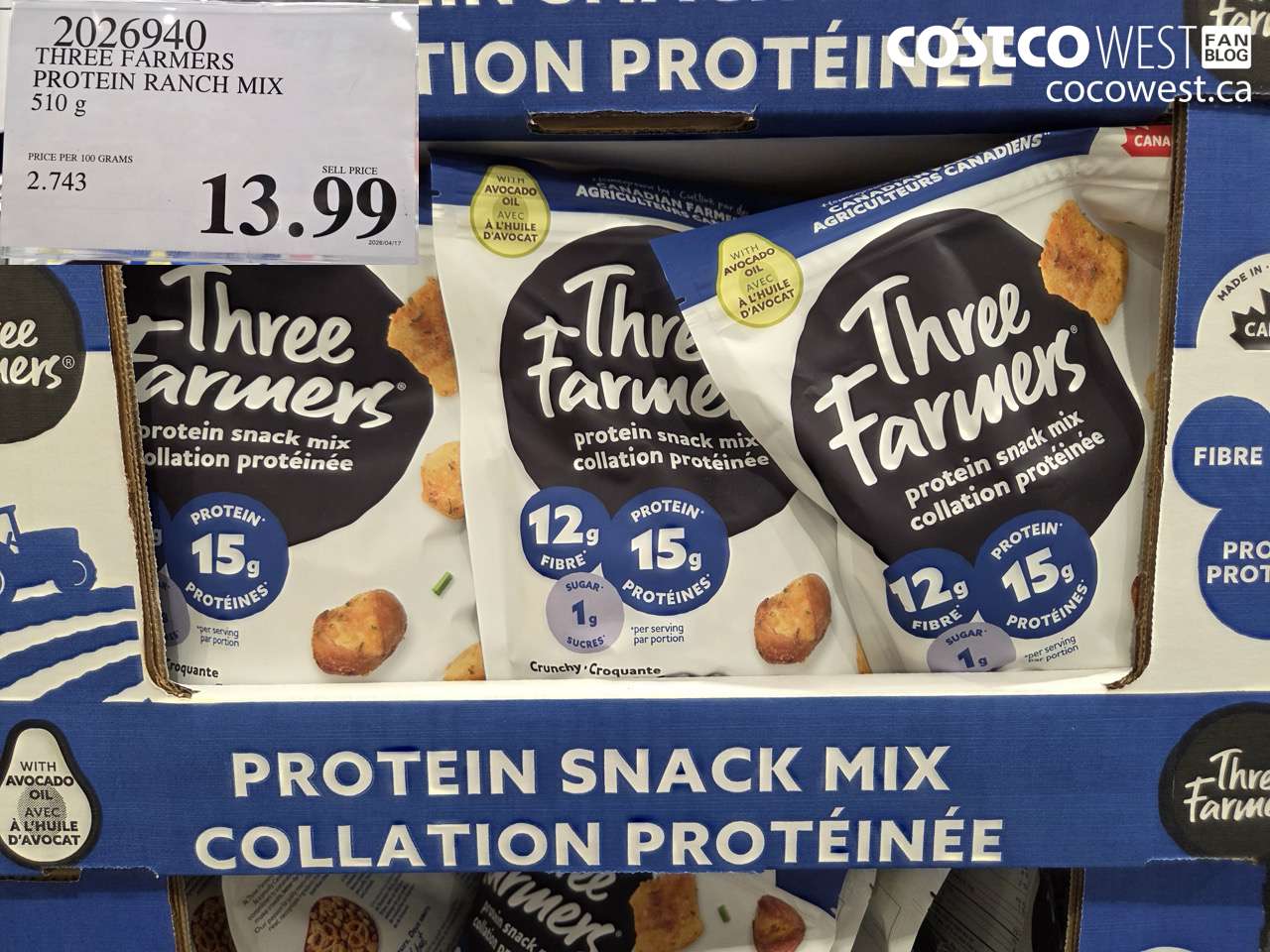 2026940 THREE FARMERS PROTEIN RANCH MIX 510G $13.99
