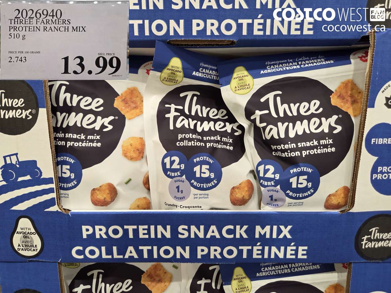 2026940 THREE FARMERS PROTEIN RANCH MIX 510 G $13.99