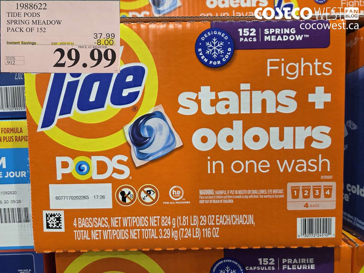 1988622 TIDE PODS SPRING MEADOW PACK OF 152 ($8.00 INSTANT SAVINGS EXPIRES ON 2026-04-12) $29.99