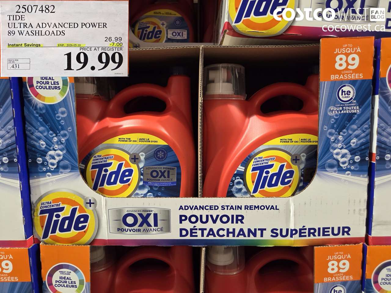 2507482 TIDE ULTRA ADVANCED POWER 89 WASHLOADS ($7.00 INSTANT SAVINGS EXPIRES ON 2026-05-10) $19.99