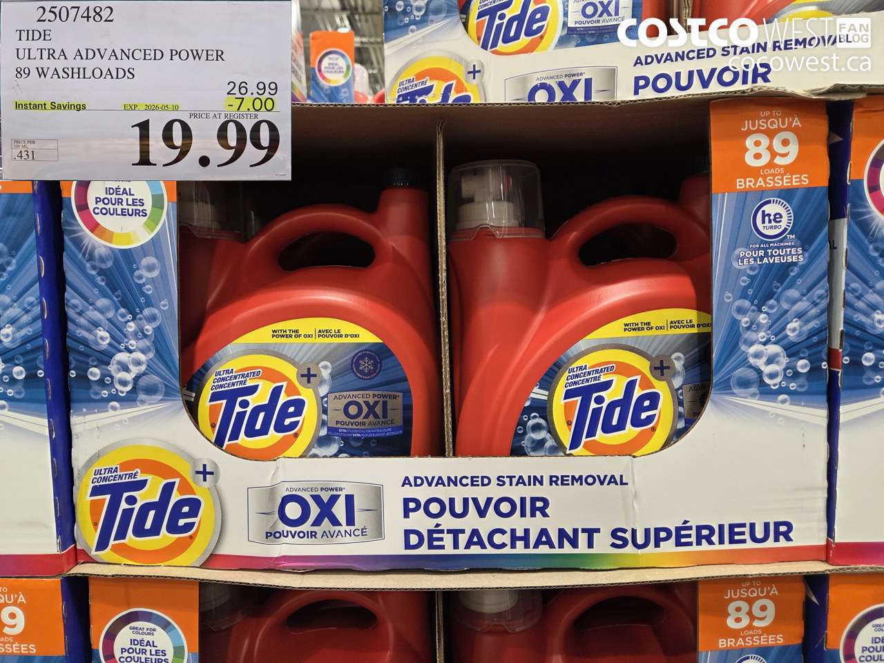 2507482 TIDE ULTRA ADVANCED POWER 89 WASHLOADS ($7.00 INSTANT SAVINGS EXPIRES ON 2026-05-10) $19.99