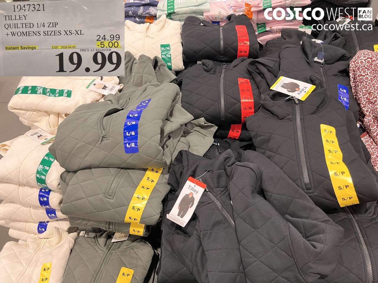 1947321 TILLEY QUILTED 1/4 ZIP +WOMENS SIZES XS-XL ($5.00 INSTANT SAVINGS EXPIRES ON 2026-04-05) $19.99