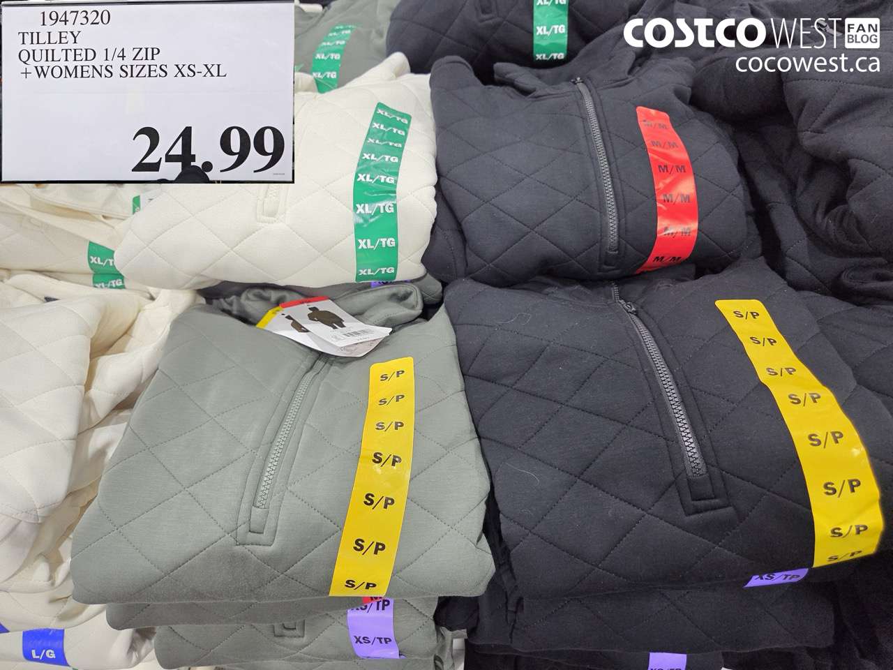 1947320 TILLEY QUILTED 1/4 ZIP + WOMENS SIZES XS-XL $24.99