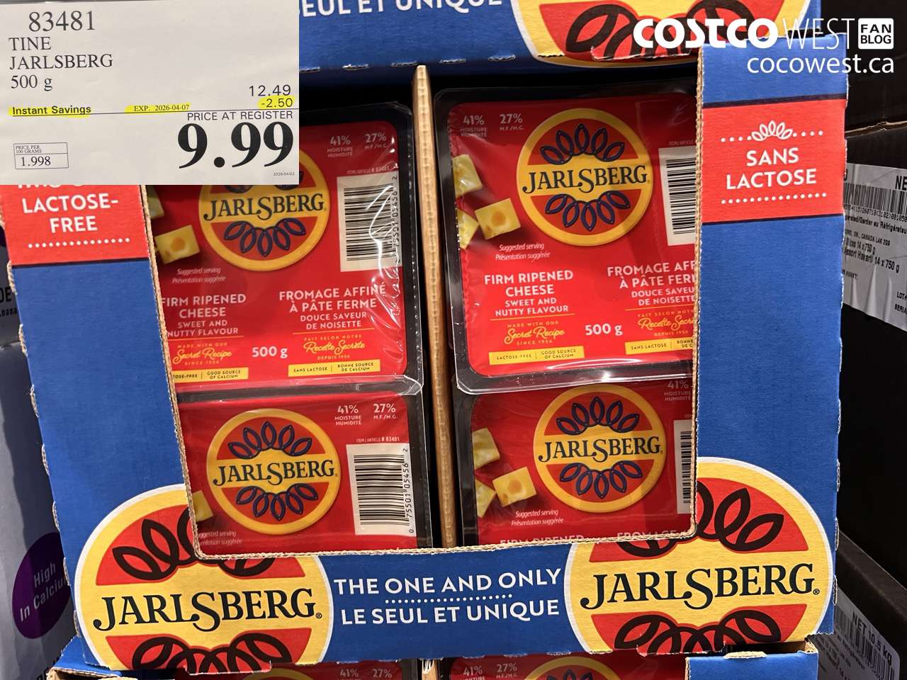 83481 TINE JARLSBERG 500 G ($2.50 INSTANT SAVINGS EXPIRES ON 2026-04-07) $9.99