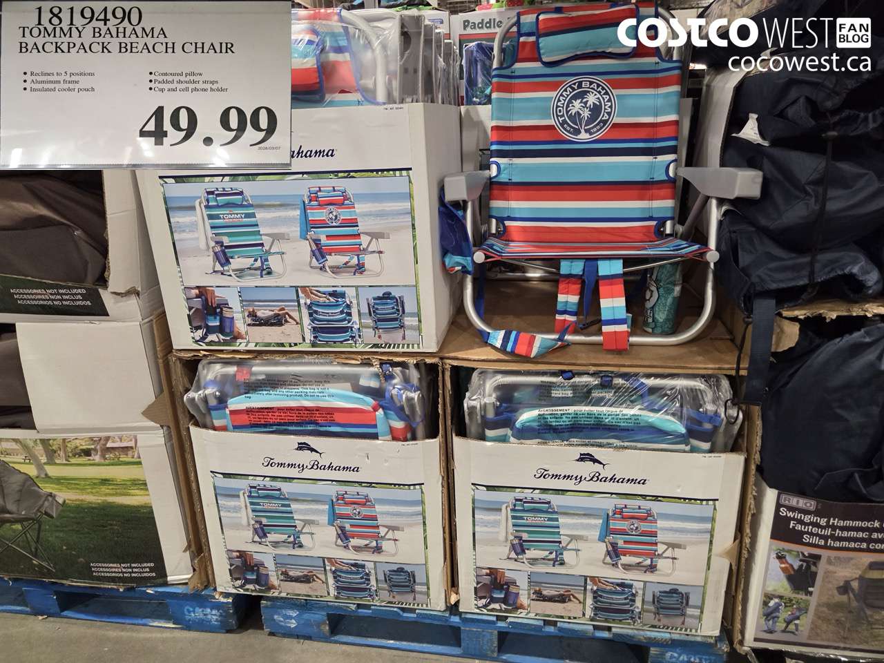 1819490 TOMMY BAHAMA BACKPACK BEACH CHAIR $49.99