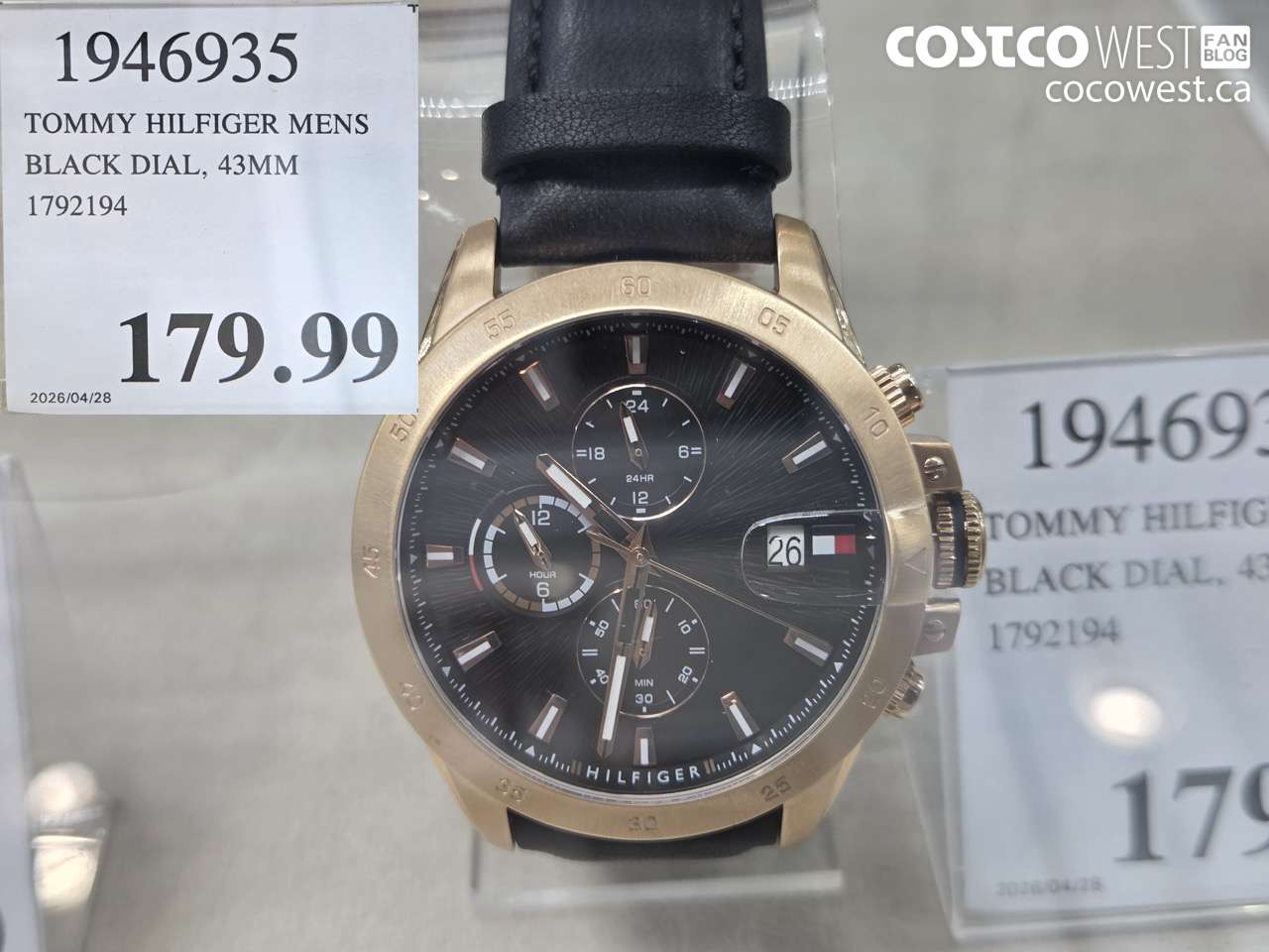 1946935 TOMMY HILFIGER MENS BLACK DIAL, 43MM 1792194 $179.99