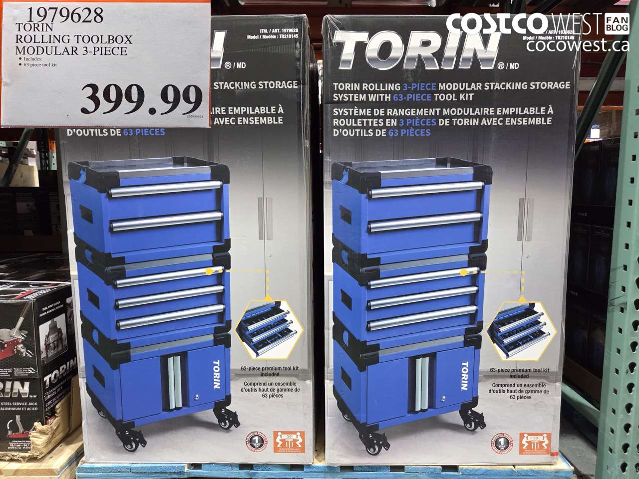 1979628 TORIN ROLLING TOOLBOX MODULAR 3-PIECE $399.99
