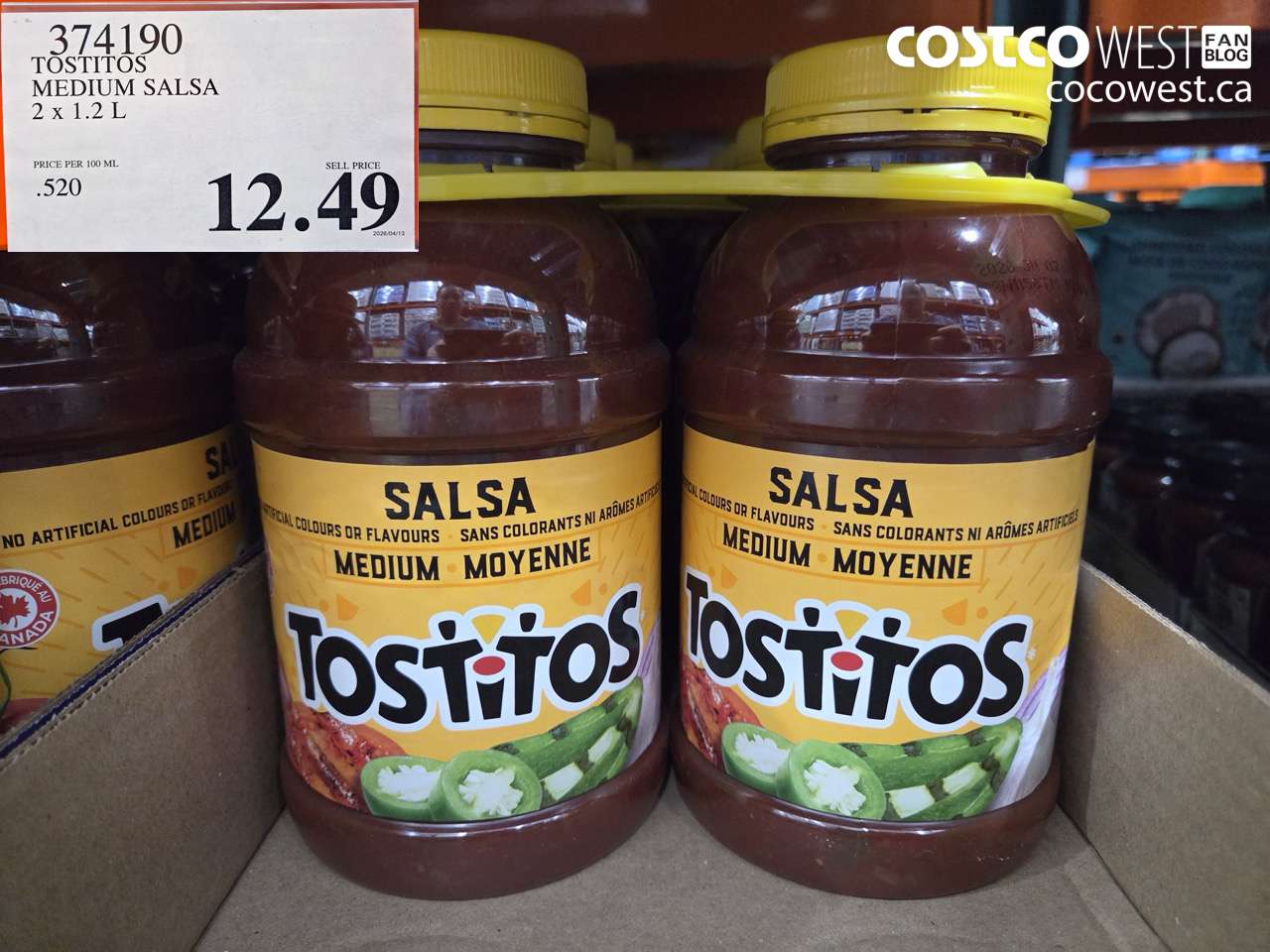 374190 TOSTITOS MEDIUM SALSA 2 X 1.2 L $12.49