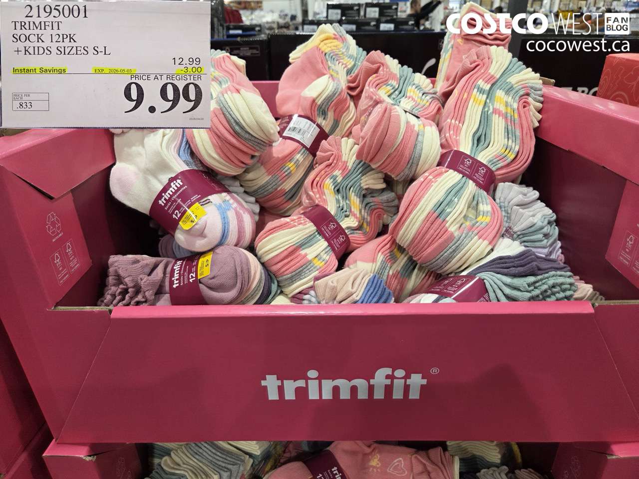 2195001 TRIMFIT SOCK 12PK + KIDS SIZES S-L ($3.00 INSTANT SAVINGS EXPIRES ON 2026-05-03) $9.99