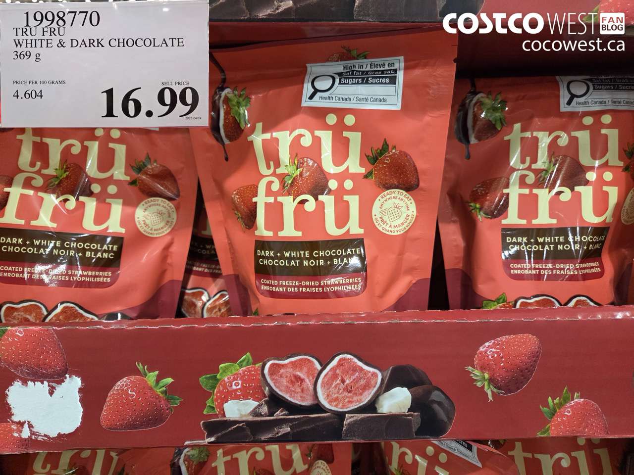 1998770 TRU FRU WHITE & DARK CHOCOLATE 369G $16.99