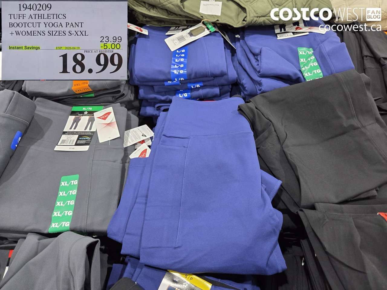 1940209 TUFF ATHLETICS BOOTCUT YOGA PANT + WOMENS SIZES S-XXL ($5.00 INSTANT SAVINGS EXPIRES ON 2026-04-19) $18.99