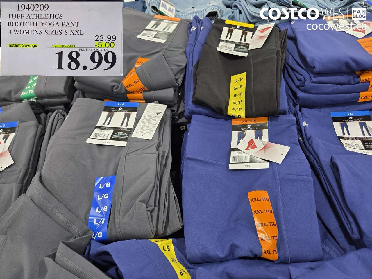 1940209 TUFF ATHLETICS BOOTCUT YOGA PANT + WOMENS SIZES S-XXL ($5.00 INSTANT SAVINGS EXPIRES ON 2026-04-19) $18.99
