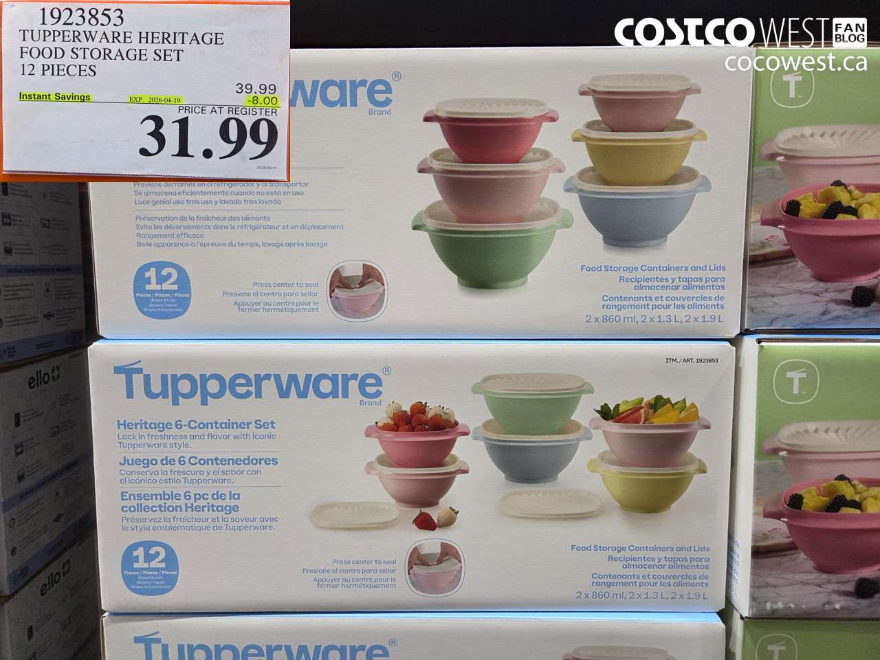 1923853 TUPPERWARE HERITAGE FOOD STORAGE SET 12 PIECES ($8.00 INSTANT SAVINGS EXPIRES ON 2026-04-19) $31.99