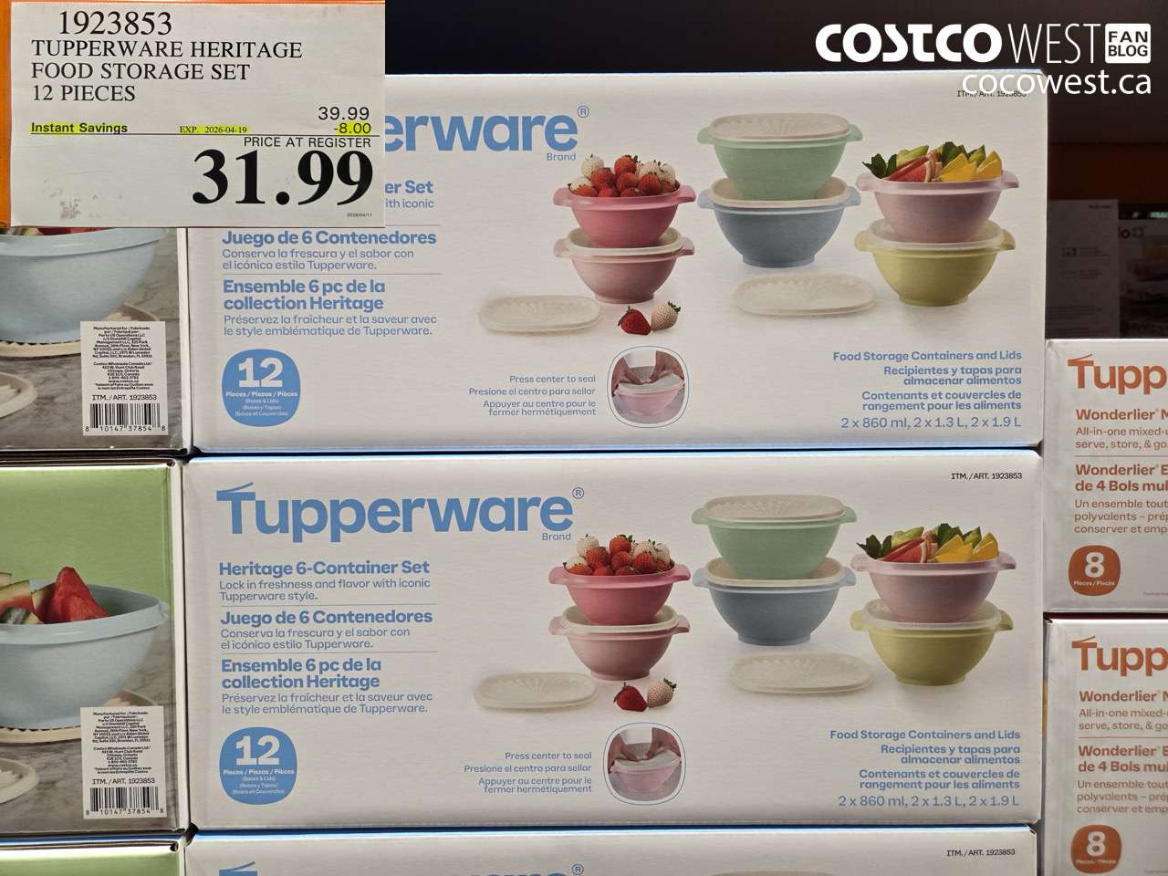1923853 TUPPERWARE HERITAGE FOOD STORAGE SET 12 PIECES ($8.00 INSTANT SAVINGS EXPIRES ON 2026-04-19) $31.99