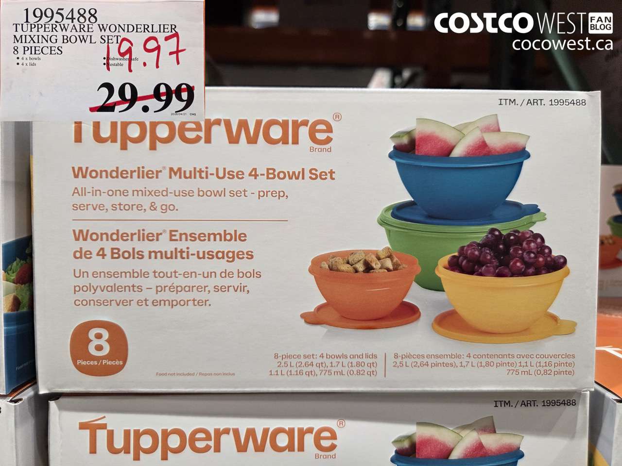 1995488 TUPPERWARE WONDERLIER MIXING BOWL SET 8 PIECES $19.97