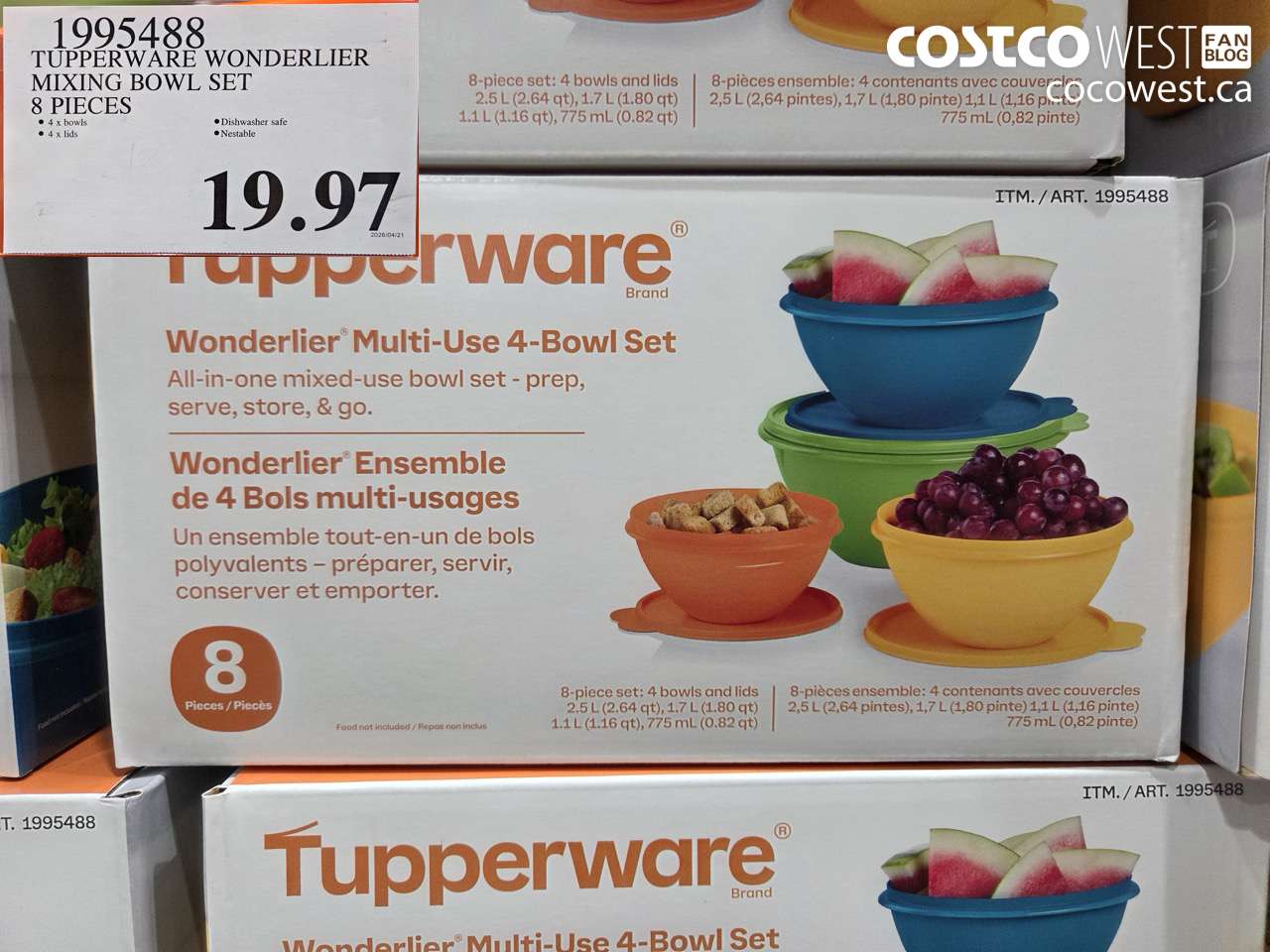 195488 TUPPERWARE WONDERLIER MIXING BOWL SET 8 PIECES $19.97