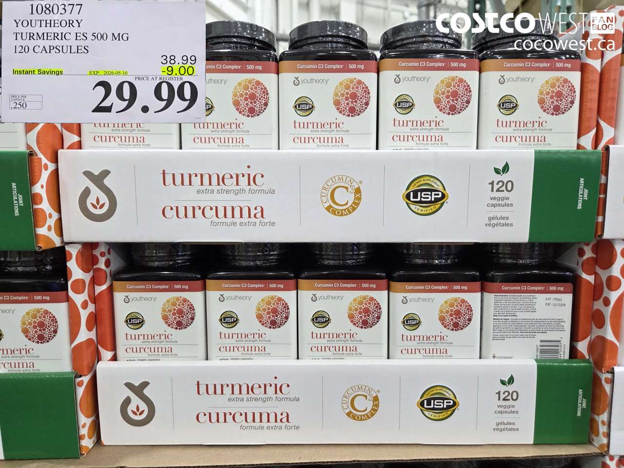 1080377 TURMERIC ES 500 MG 120 CAPSULES ($9.00 INSTANT SAVINGS EXPIRES ON 2026-05-10) $29.99