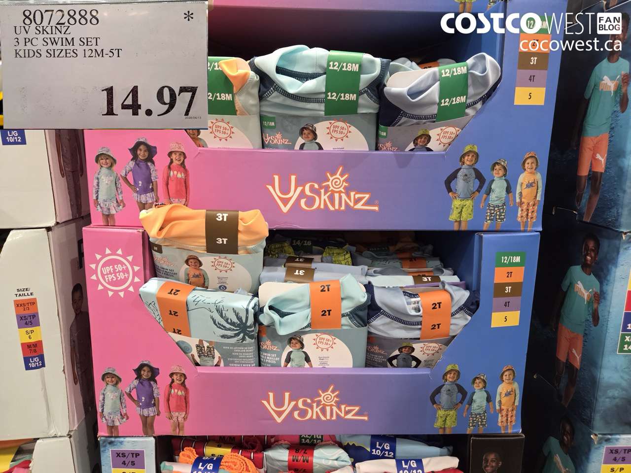 8072888 UV SKINZ 3 PC SWIM SET KIDS SIZES 12M-5T $14.97