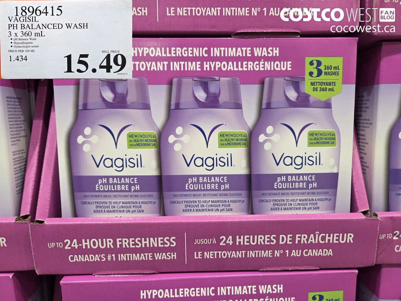 1896415 VAGISIL PH BALANCED WASH 3 X 360 ML $15.49