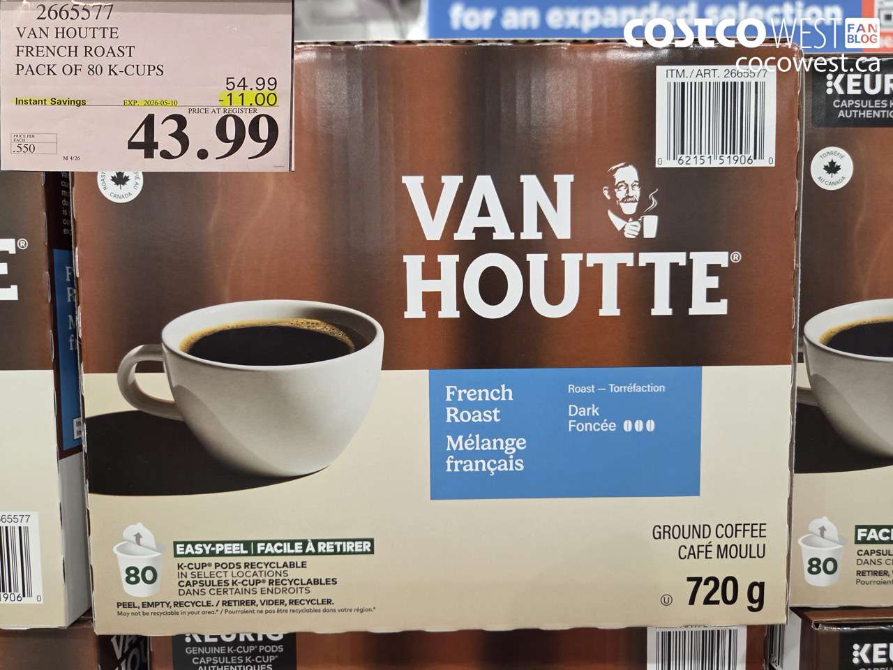 2665577 VAN HOUTTE FRENCH ROAST PACK OF 80 K-CUPS ($11.00 INSTANT SAVINGS EXPIRES ON 2026-05-10) $43.99