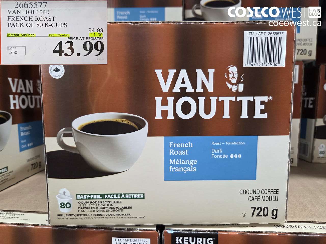 2665577 VAN HOUTTE FRENCH ROAST PACK OF 80 K-CUPS ($11.00 INSTANT SAVINGS EXPIRES ON 2026-05-10) $43.99
