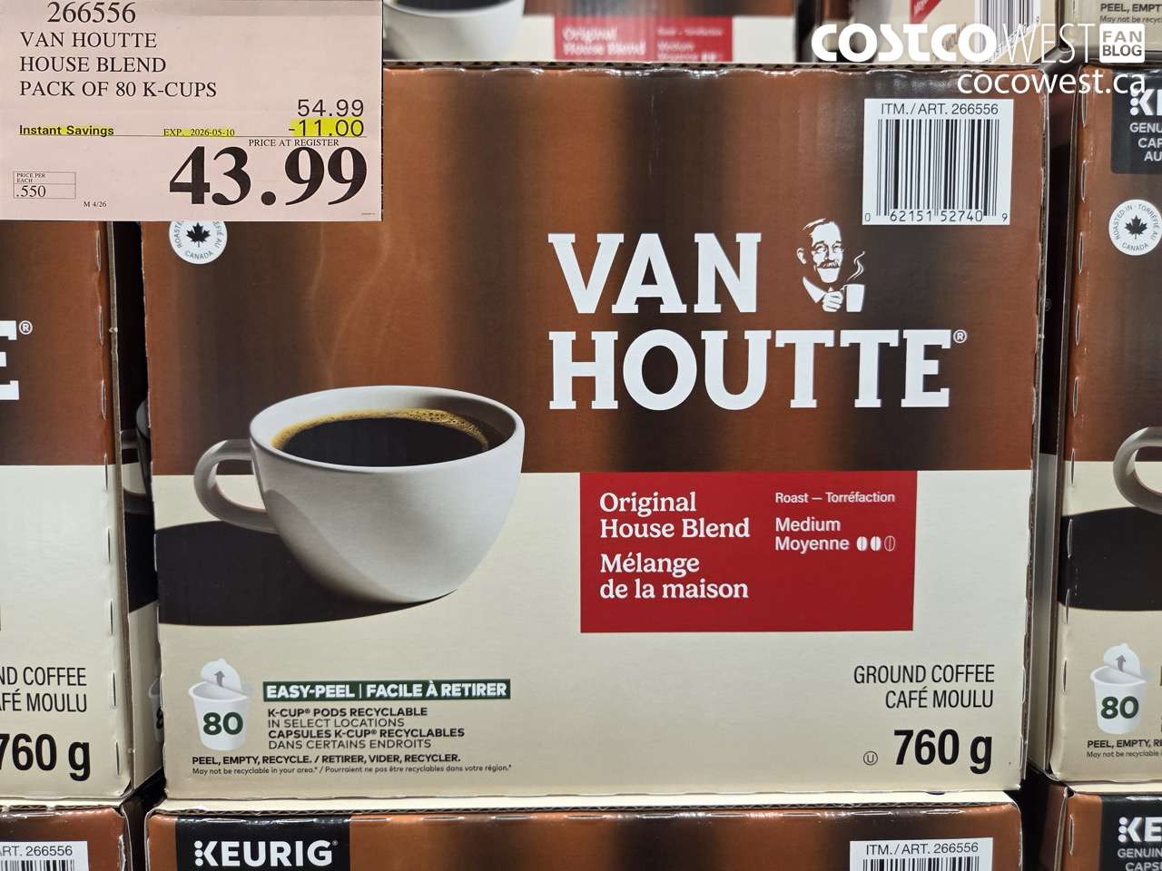 266556 VAN HOUTTE HOUSE BLEND PACK OF 80 K-CUPS ($11.00 INSTANT SAVINGS EXPIRES ON 2026-05-10) $43.99