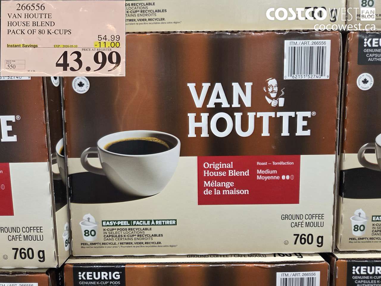 26656 VAN HOUTTE HOUSE BLEND PACK OF 80 K-CUPS ($11.00 INSTANT SAVINGS EXPIRES ON 2026-05-10) $43.99