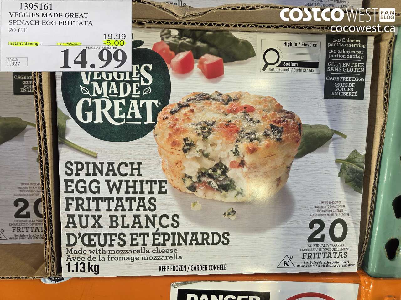 1395161 VEGGIES MADE GREAT SPINACH EGG FRITTATA 20 CT ($5.00 INSTANT SAVINGS EXPIRES ON 2026-05-10) $14.99