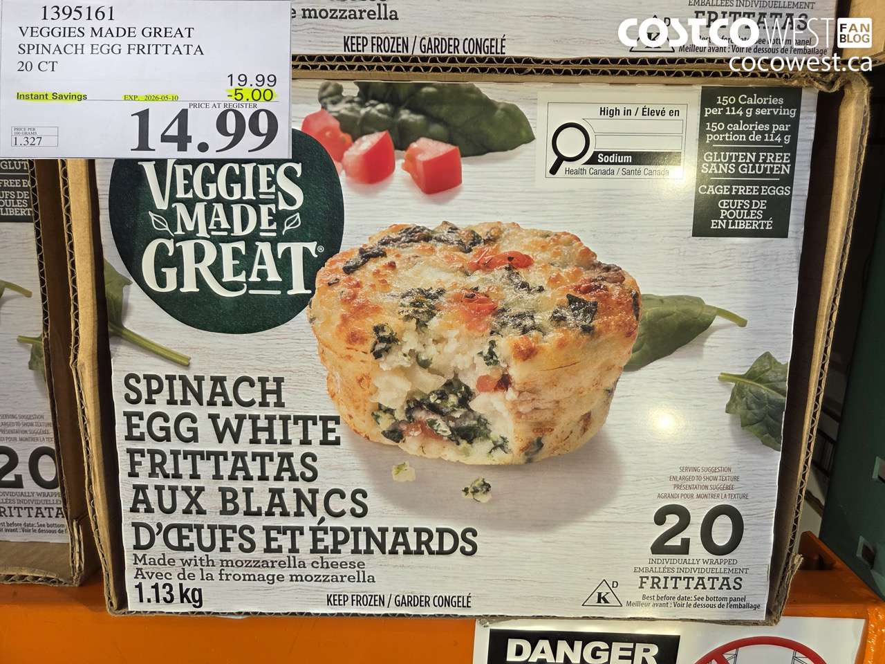 1395161 VEGGIES MADE GREAT SPINACH EGG FRITTATA 20 CT ($5.00 INSTANT SAVINGS EXPIRES ON 2026-05-10) $14.99