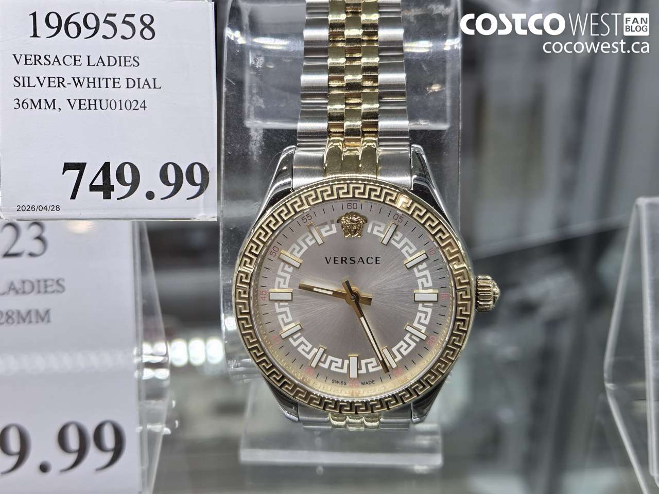 1969558 VERSACE LADIES SILVER-WHITE DIAL 36MM, VEHU1024 $749.99