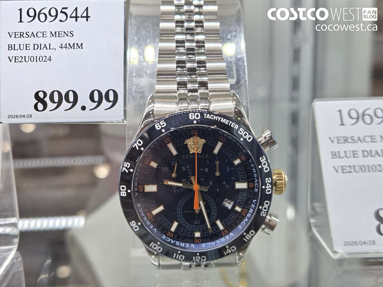 1969544 VERSACE MENS BLUE DIAL, 44MM VE2U01024 $899.99