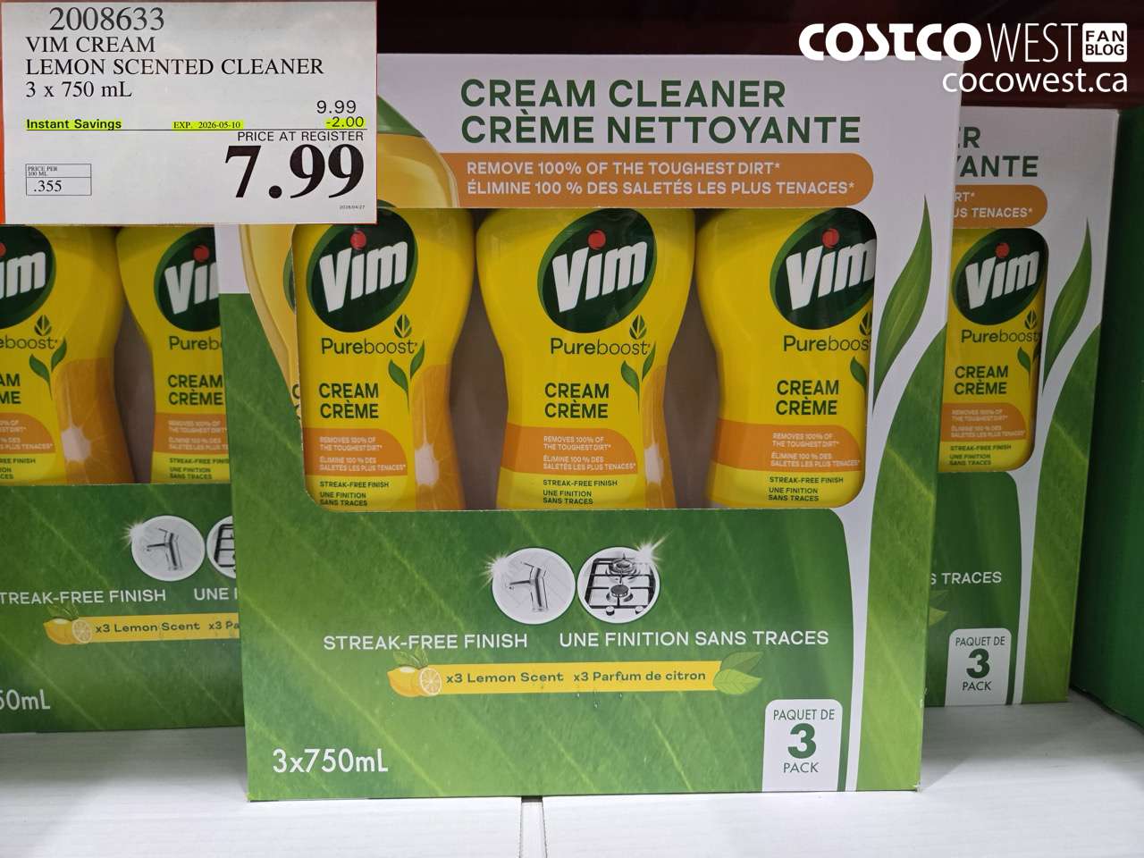 2008633 VIM CREAM LEMON SCENTED CLEANER 3 X 750ML ($2.00 INSTANT SAVINGS EXPIRES ON 2026-05-10) $7.99