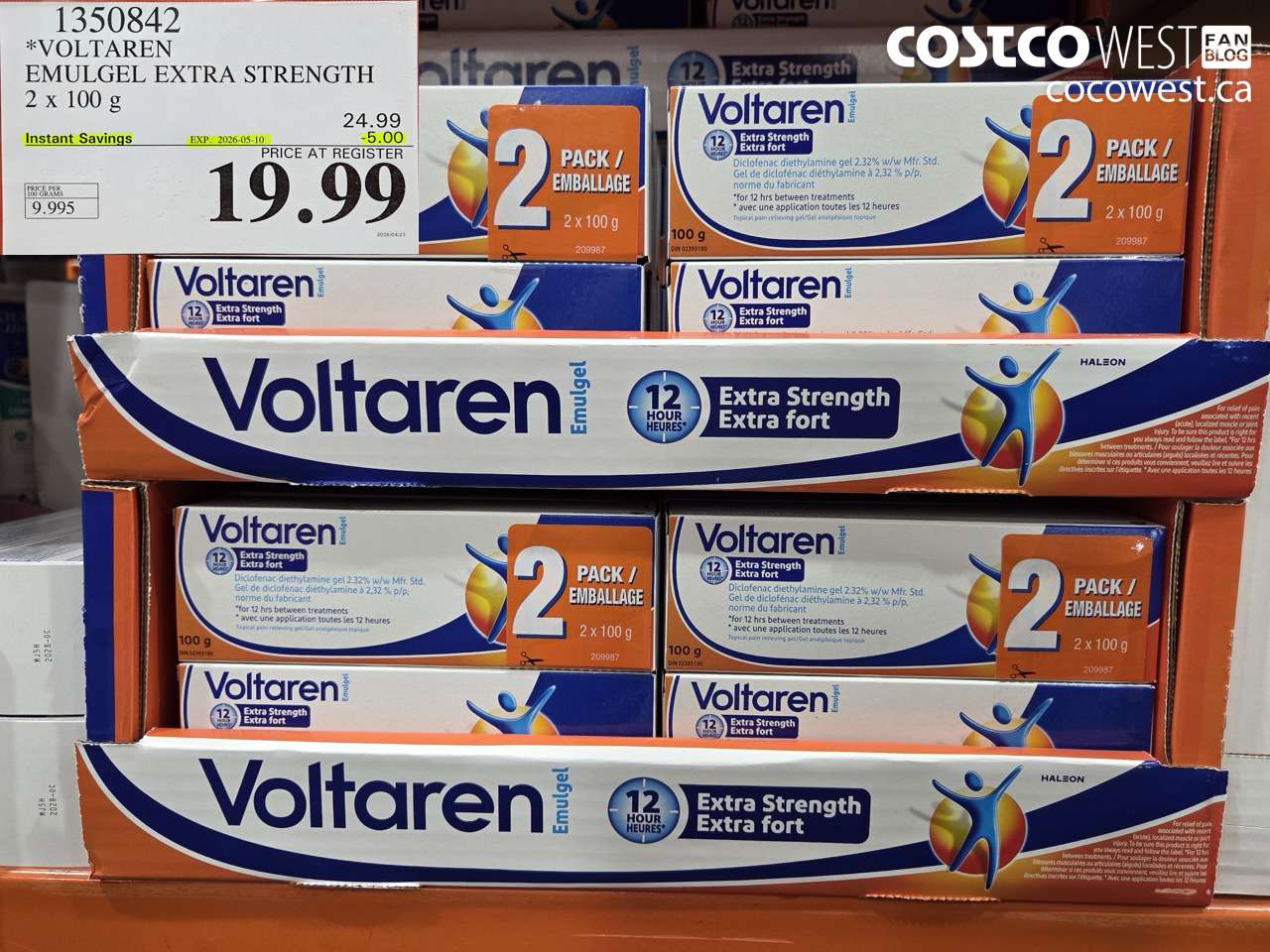 1350842 VOLTAREN EMULGEL EXTRA STRENGTH 2 X 100 G ($5.00 INSTANT SAVINGS EXPIRES ON 2026-05-10) $19.99