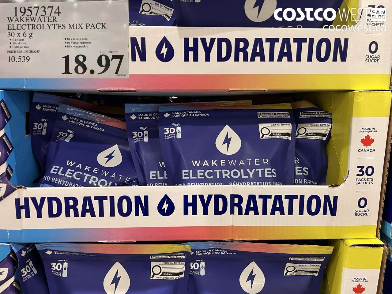 1957374 WAKEWATER ELECTROLYTES MIX PACK 30 X 6 G $18.97