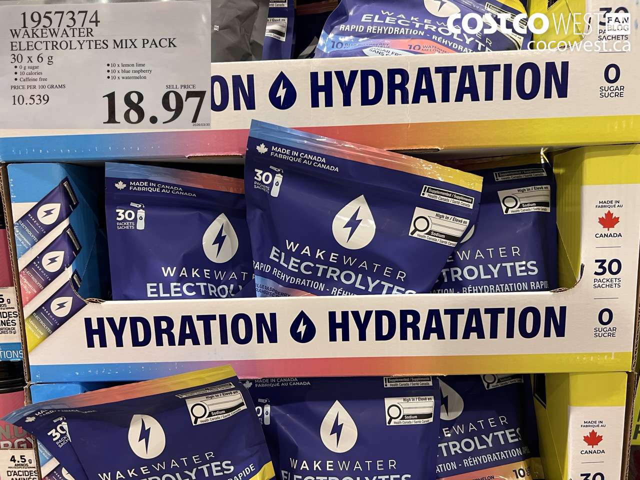 1957374 WAKEWATER ELECTROLYTES MIX PACK 30 X 6 G $18.97