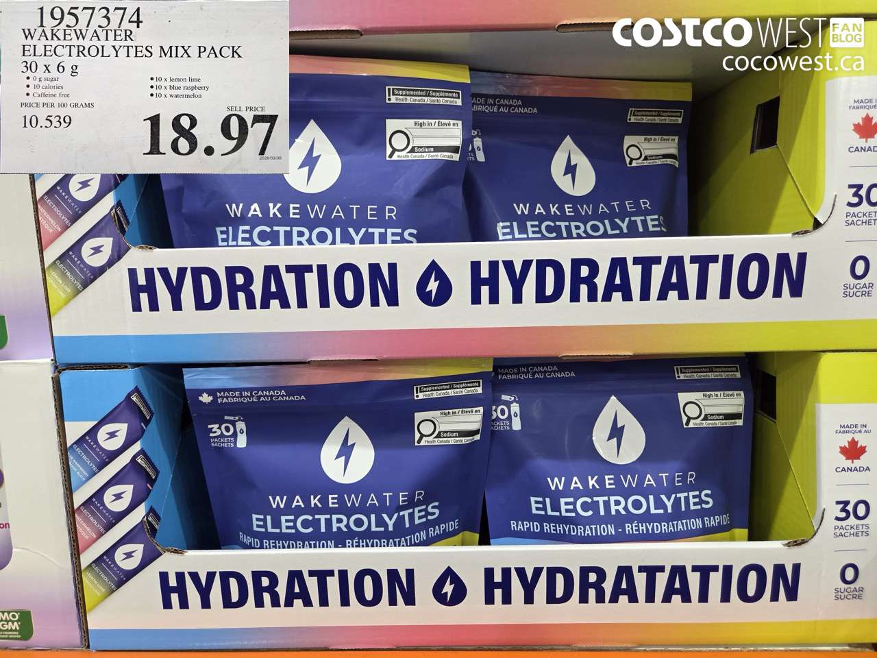 1957374 WAKEWATER ELECTROLYTES MIX PACK 30 X 6 G $18.97