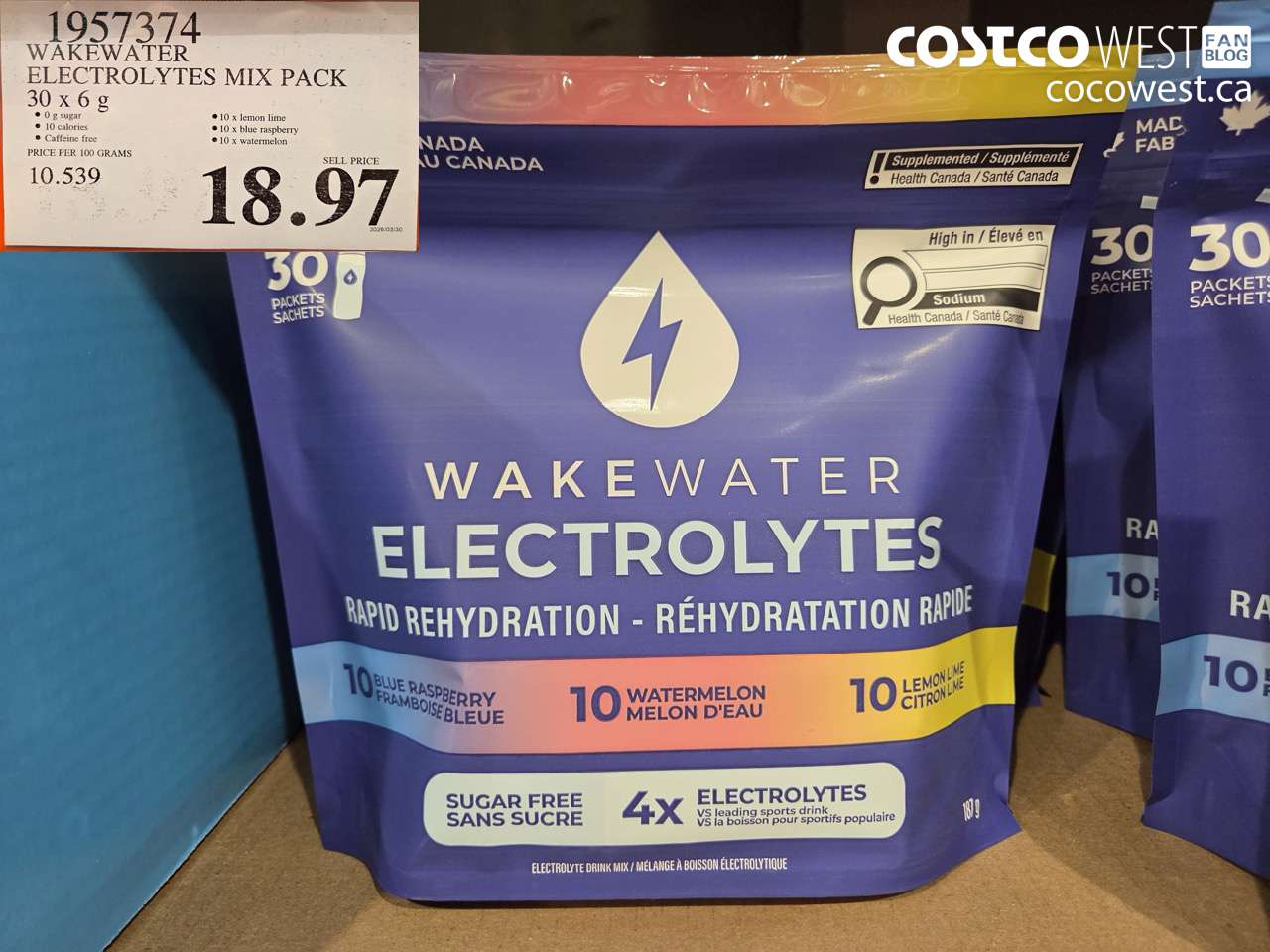 1957374 WAKEWATER ELECTROLYTES MIX PACK 30 X 6 G $18.97