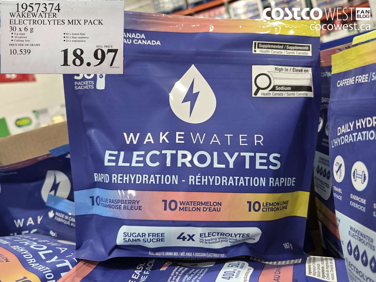 1957374 WAKEWATER ELECTROLYTES MIX PACK 30 X 6 G $18.97