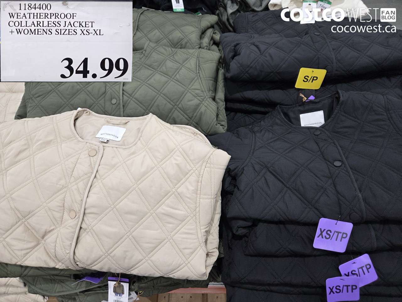 1184400 WEATHERPROOF COLLARLESS JACKET + WOMENS SIZES XS-XL $34.99