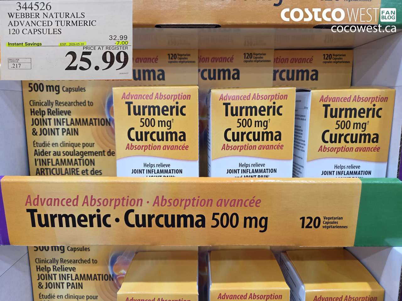 344526 WEBBER NATURALS ADVANCED TURMERIC 120 CAPSULES ($7.00 INSTANT SAVINGS EXPIRES ON 2026-05-10) $25.99