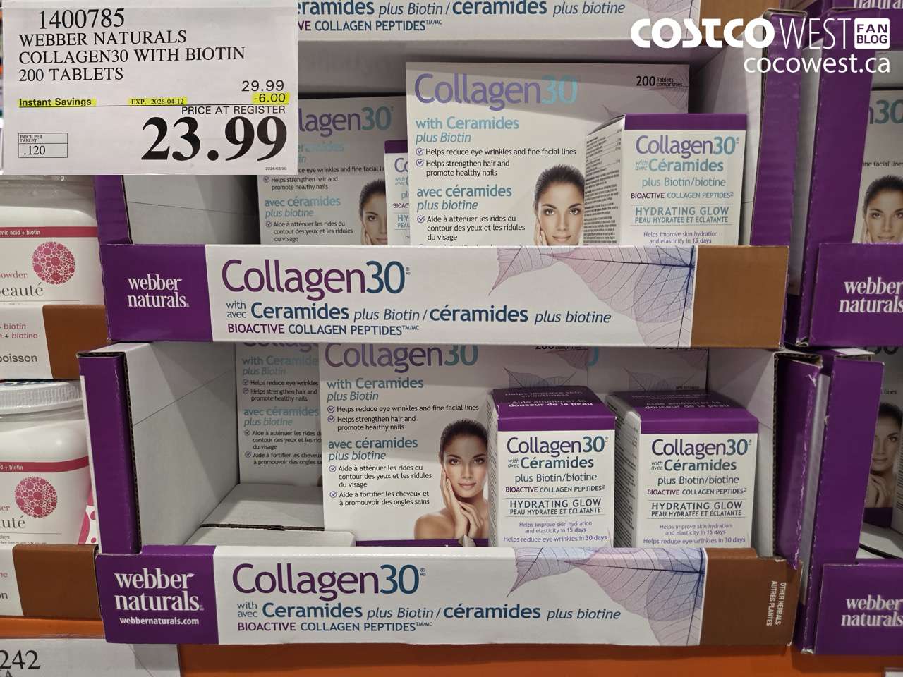 1400785 WEBBER NATURALS COLLAGEN30 WITH BIOTIN 200 TABLETS ($6.00 INSTANT SAVINGS EXPIRES ON 2026-04-12) $23.99
