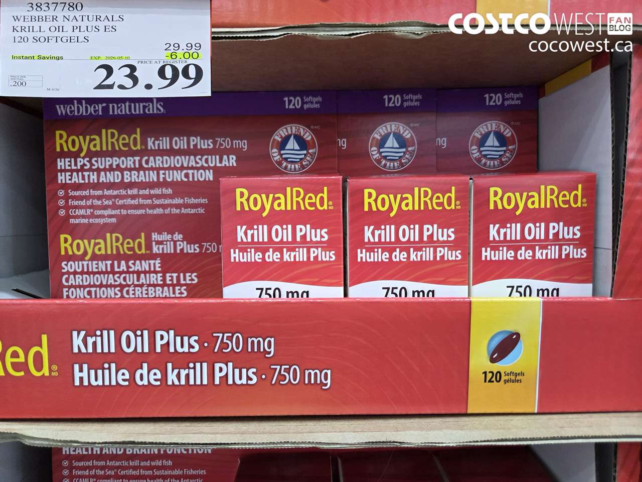 3837780 WEBBER NATURALS KRILL OIL PLUS ES 120 SOFTGELS ($6.00 INSTANT SAVINGS EXPIRES ON 2026-05-10) $23.99